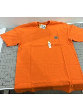 Carhartt Mens Loose Fit Heavyweight Orange Pocket T-Shirt Short Sleeve Sz. S New